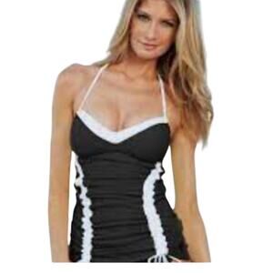 Hapari Self-Ruche Black Tankini Swimwear size XS New with Tags